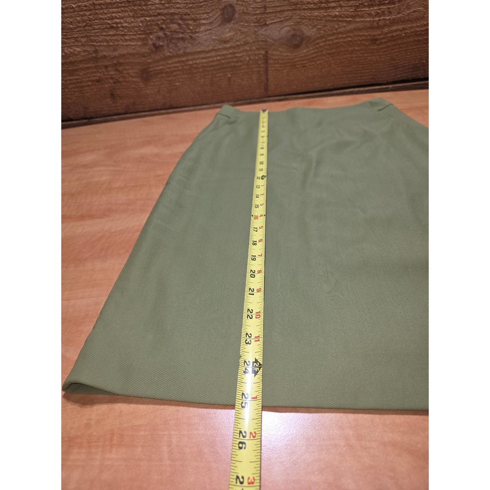 Classiques Entier Sage Green Virgin Wool Blend Pencil Skirt Size 2 Midi Slit - Picture 7 of 7